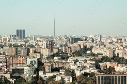 View from Hotel Ukraine in Moscow to city center and Ostankino Television tower