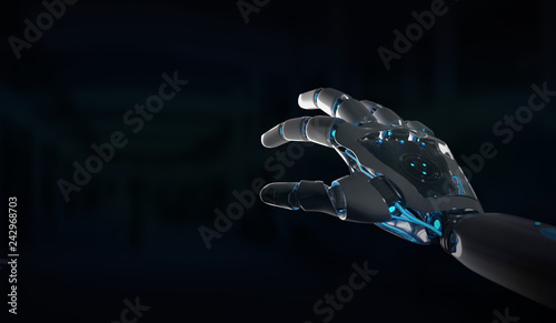 Intelligent robot machine pointing finger 3D rendering