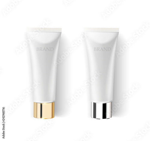 Cosmetic cream tube mockup template. 3d vector container. Skin care product design