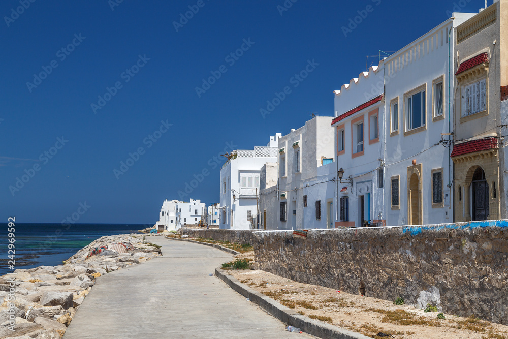 Street of coastal part of Mahdia town, Tunisia