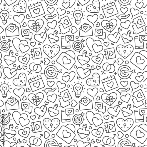 Seamless pattern with elements for Saint Valentines Day or wedding