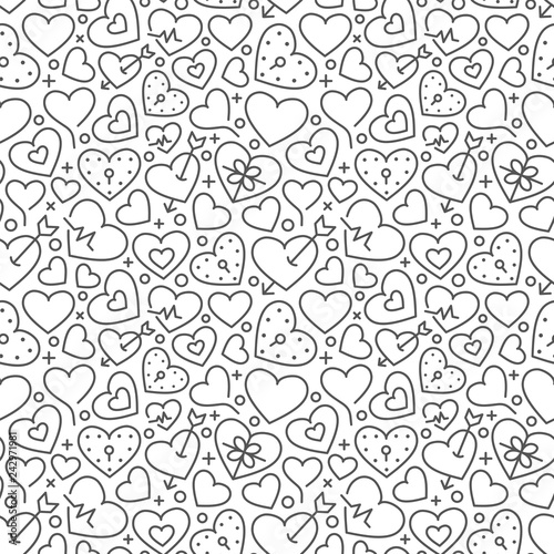 Seamless pattern with elements for Saint Valentines Day or wedding