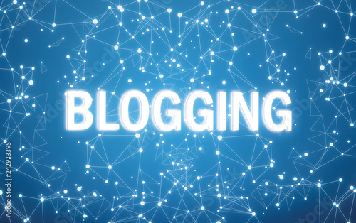 Bloggingon digital interface and blue network background