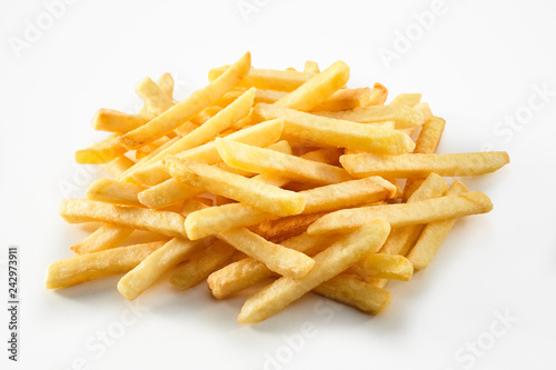 Portion of straight cut fried potato chips