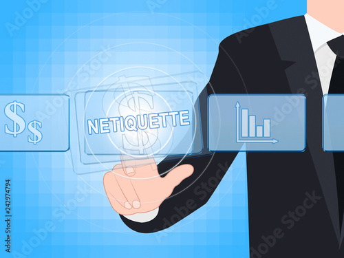 Netiquette Polite Online Behavoir Or Web Etiquette - 3d Illustration photo