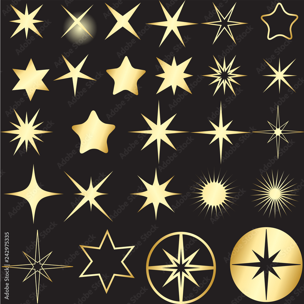 Obraz premium Set different golden stars