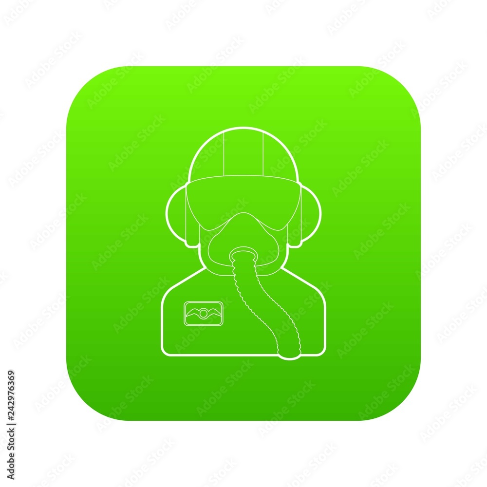 Pilot icon green vector isolated on white background Pilot icon green vector isolated on white background