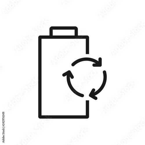 Battery icon or logo in modern line style. High quality gray outline pictogram for web site design and mobile apps. Vector illustration on a white background.