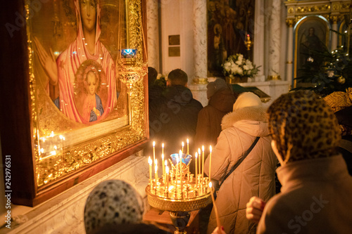 MINSK, BELARUS - 7 YANUARY, 2019: Orthodox celebrate Christmas in church