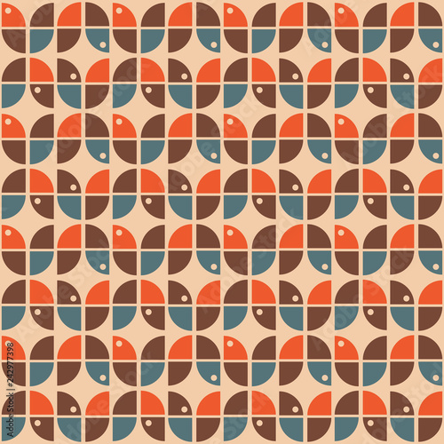 Seamless geometric pattern, retro style, textile and background