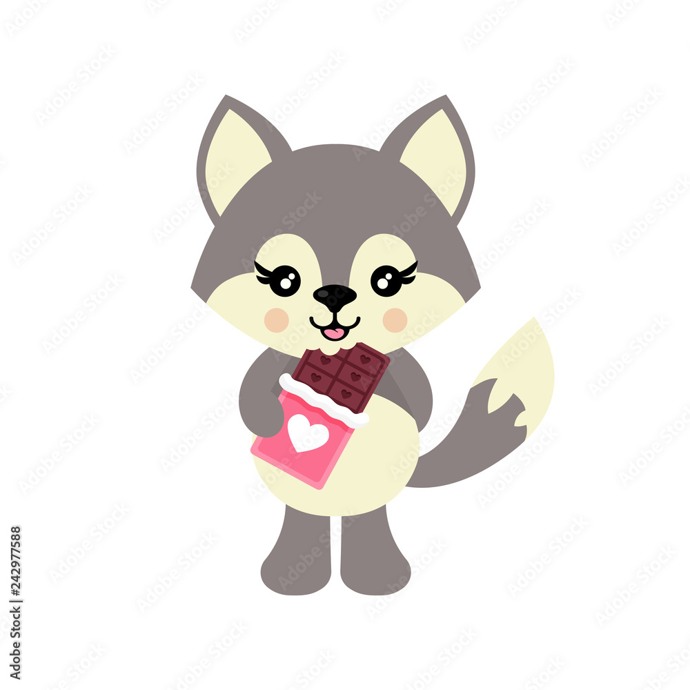 cartoon cute wolf vector and lovely chocolate cartoon cute wolf vector and lovely chocolate