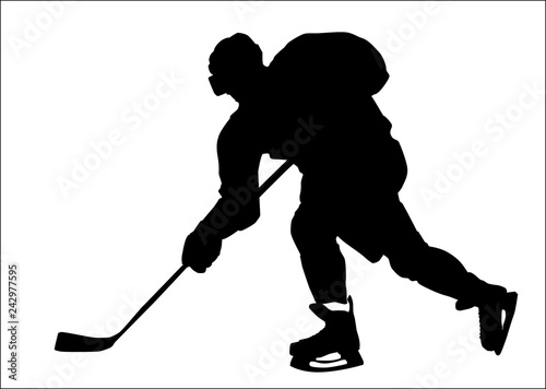 Black silhouette of the hockey player