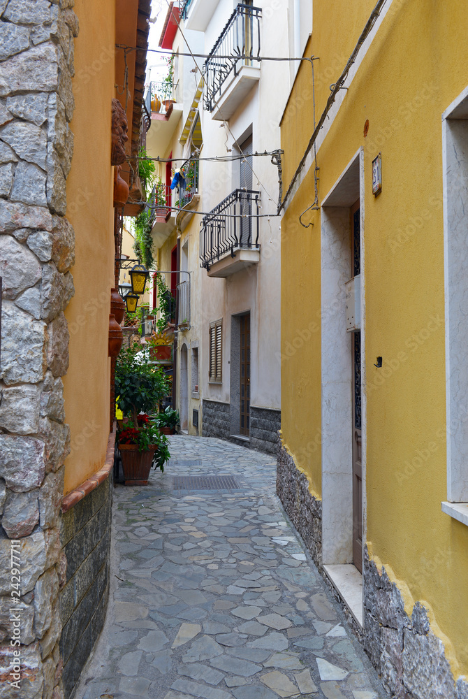 Fototapeta premium Traditional colorful vintage architecture in small town in Sicily, Italy