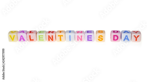 Valentine's Day - Valentinstag - bunter Text auf kleinen Würfeln