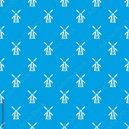 Windmill pattern vector seamless blue repeat for any use