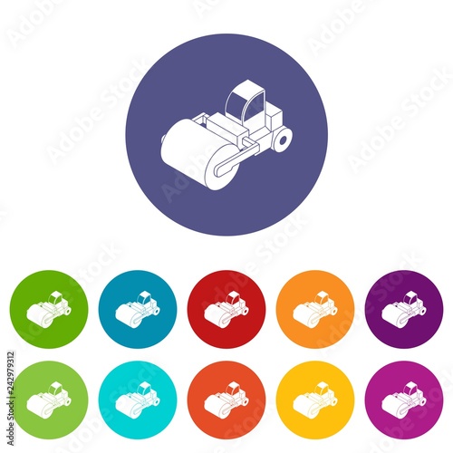 Roller truck icons color set vector for any web design on white background