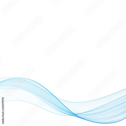 Abstract smooth color wave vector. Curve flow blue motion illustration. Smoke design. Vector lines.