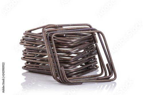 Papier peint Steel stirrup for construction beam isolated on white
