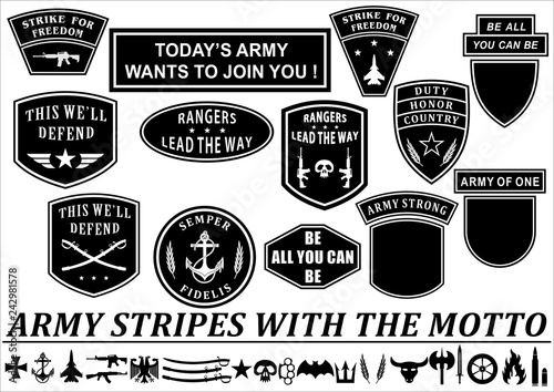 Army stripes with the motto
