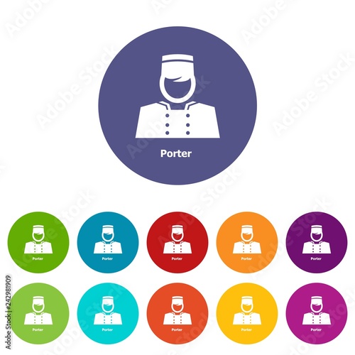 Porter icons color set vector for any web design on white background