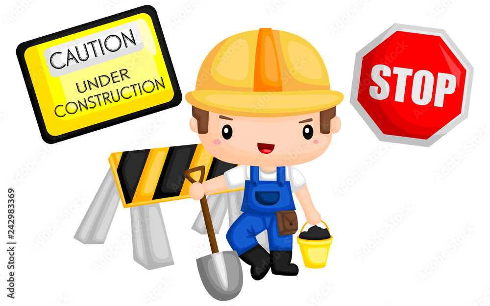 Fototapeta premium under construction sign with a stop sign next to it