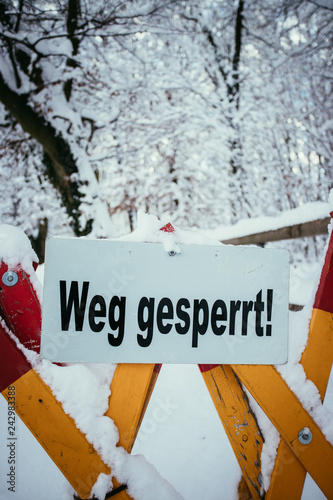 Closed walking path, winter, 