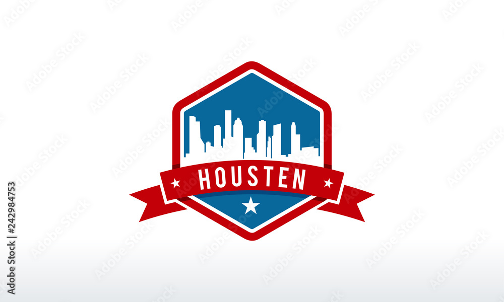 Houston City Skyline Logo badge vector illustration Stock Vector