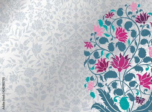 wedding card design, paisley floral pattern , India