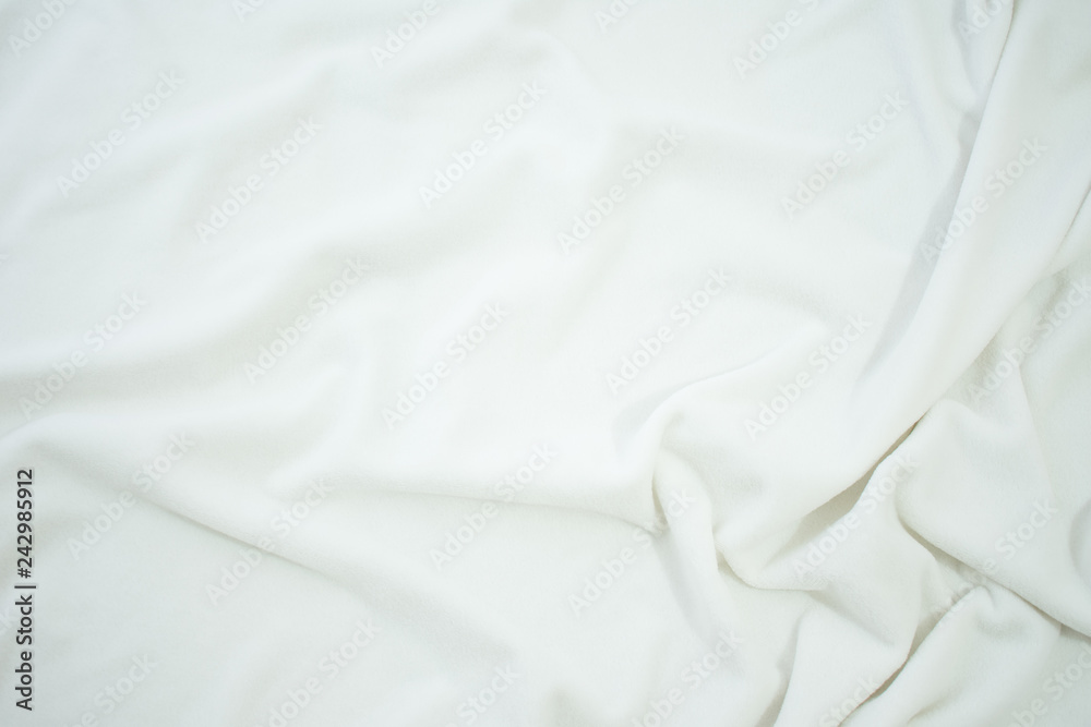Obraz premium white crumpled blanket, texture, background, top view