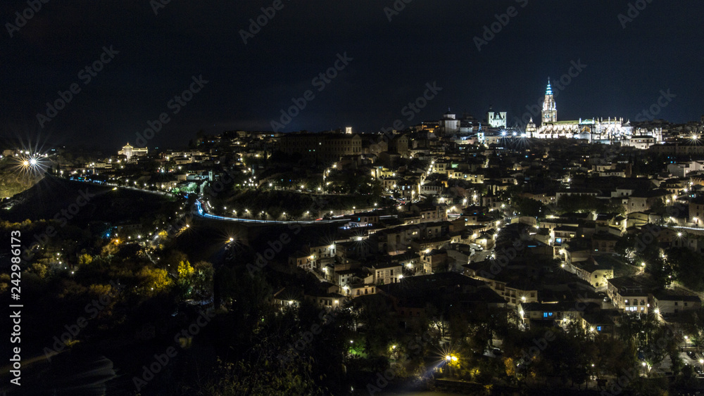 Spanish city of Toledo at night