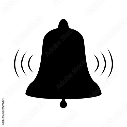 Vector image of a ringing bell. Flat call bell icon that rings. Button with a ringing bell.
