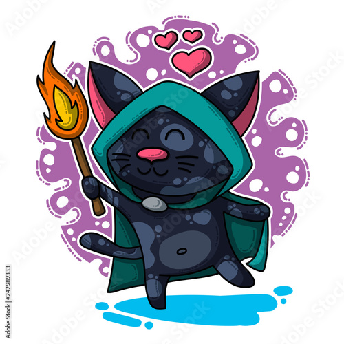 Vector illustration about Cat in love