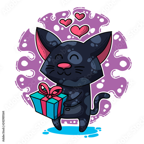 Vector illustration about Cat in love