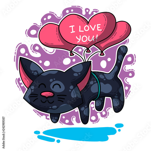 Vector illustration about Cat in love
