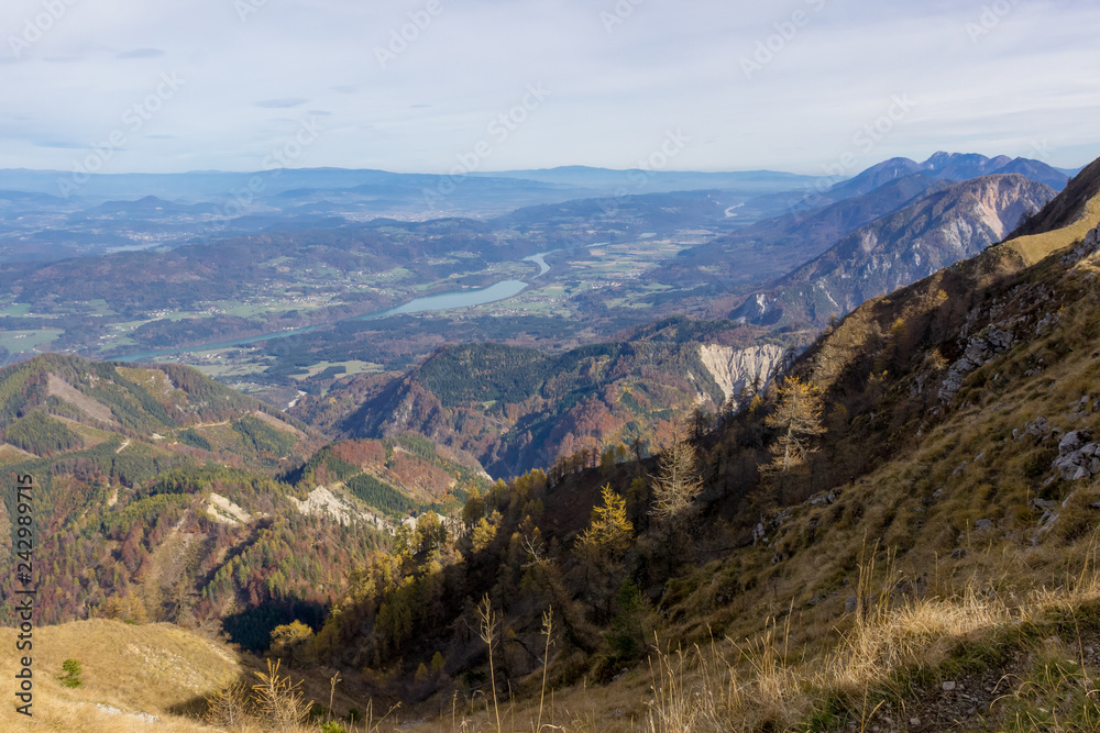 View from mountain Golica in Karavanke, Slovenia