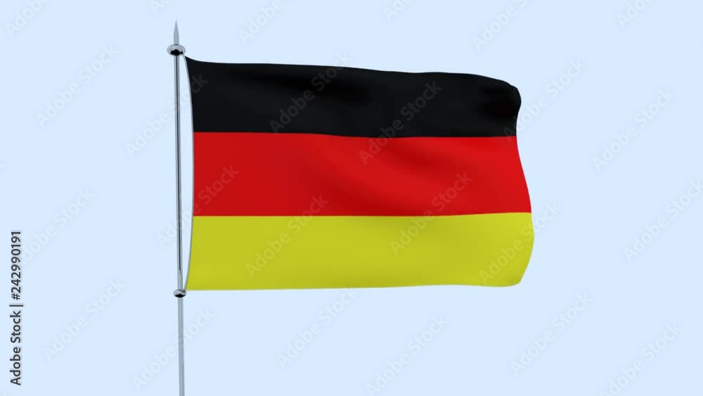 Flag of the country Germany flutters against the blue sky. 3D rendering Flag of the country Germany flutters against the blue sky. 3D rendering