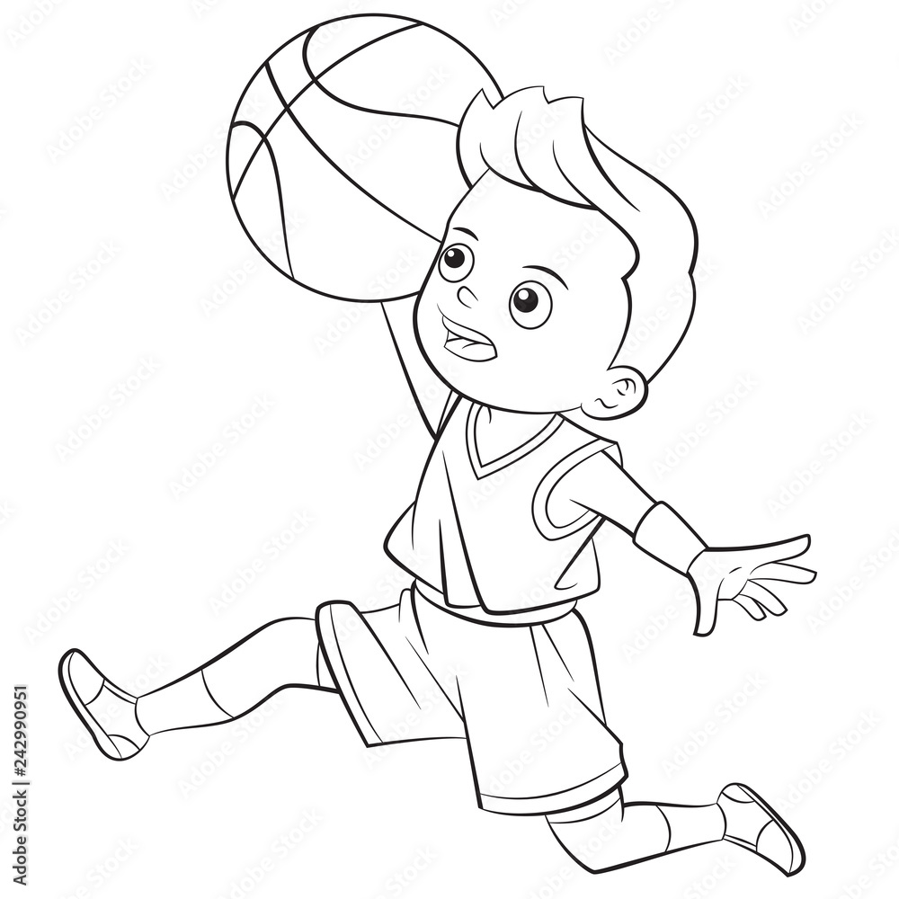 cartoon boy playing basketball outline Stock Illustration Adobe Stock