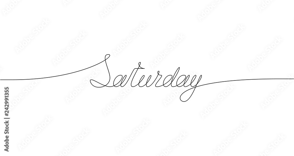 SATURDAY handwritten inscription. One line drawing of word Stock Vector ...