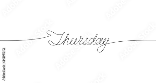 THURSDAY handwritten inscription. One line drawing of word