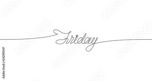 FRIDAY handwritten inscription. One line drawing of word