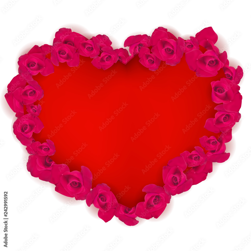 Vector Red heart edged with red roses.EPS 10