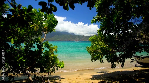 Polynesian paradise Tahuata deserted ocean beach Marquesas Pacific photo