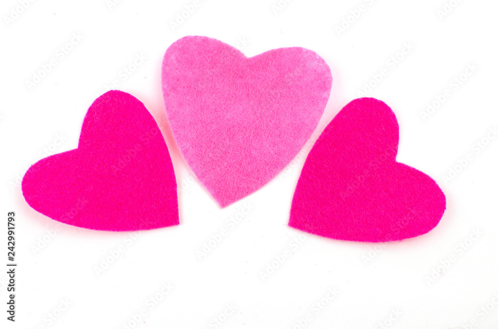 Hand made textile red heart. Isolated on white background Hand made textile red heart. Isolated on white background