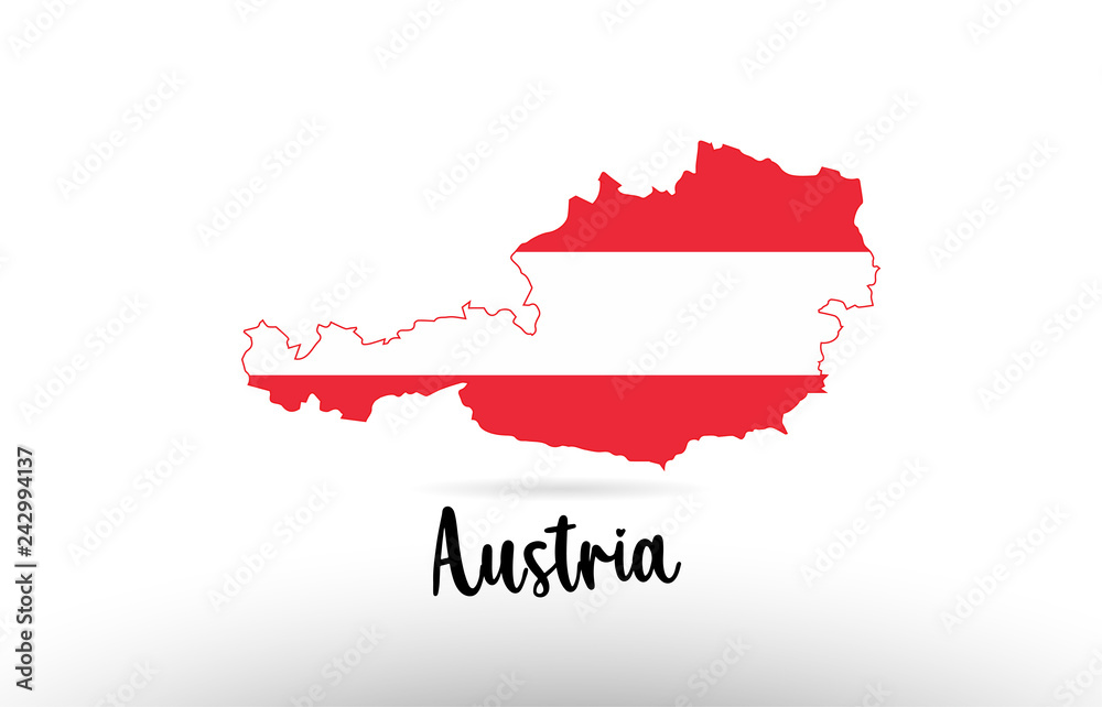 Austria country flag inside map contour design icon logo Austria country flag inside map contour design icon logo