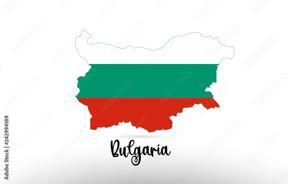 Bulgaria country flag inside map contour design icon logo Bulgaria country flag inside map contour design icon logo