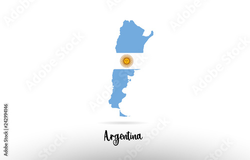 Argentina country flag inside map contour design icon logo