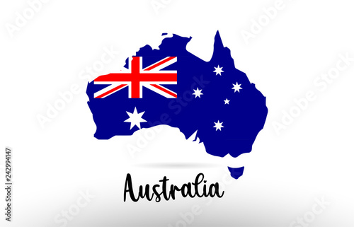 Australia country flag inside map contour design icon logo
