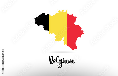 Belgium country flag inside map contour design icon logo