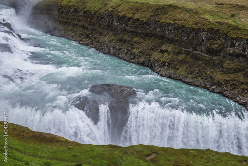 View on the Gullfoss waterfall in southwestern part of the Iceland