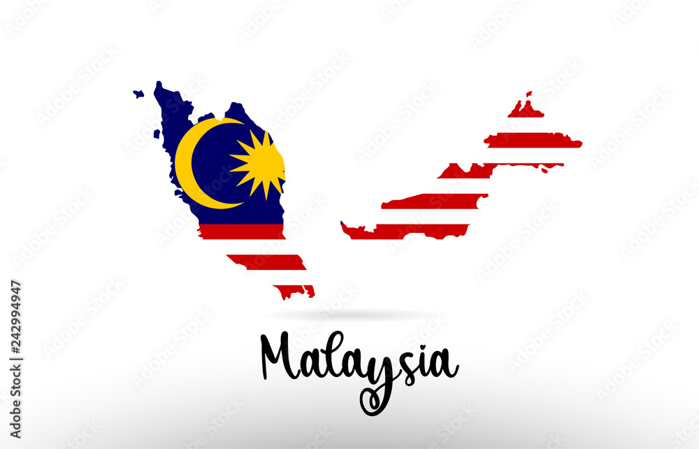 Obraz premium Malaysia country flag inside map contour design icon logo